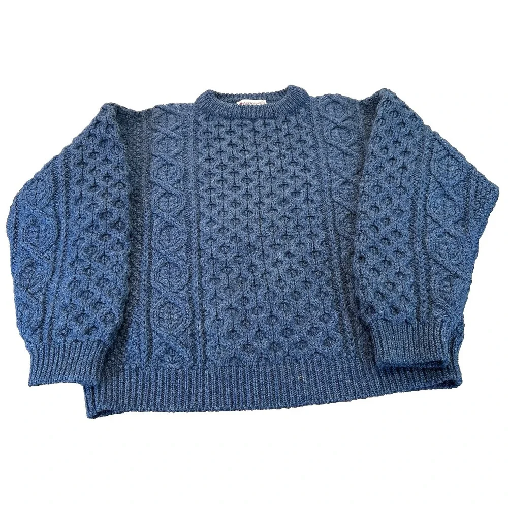 Appleseed's Womens 100%‎ Wool Cable Knit Sweater Pullover Made in Ireland Size S
